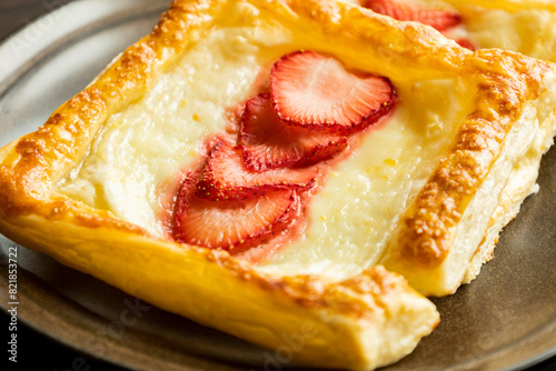 Delicious Summer Puff Pastry with Lemon Cream Cheese and Strawberries