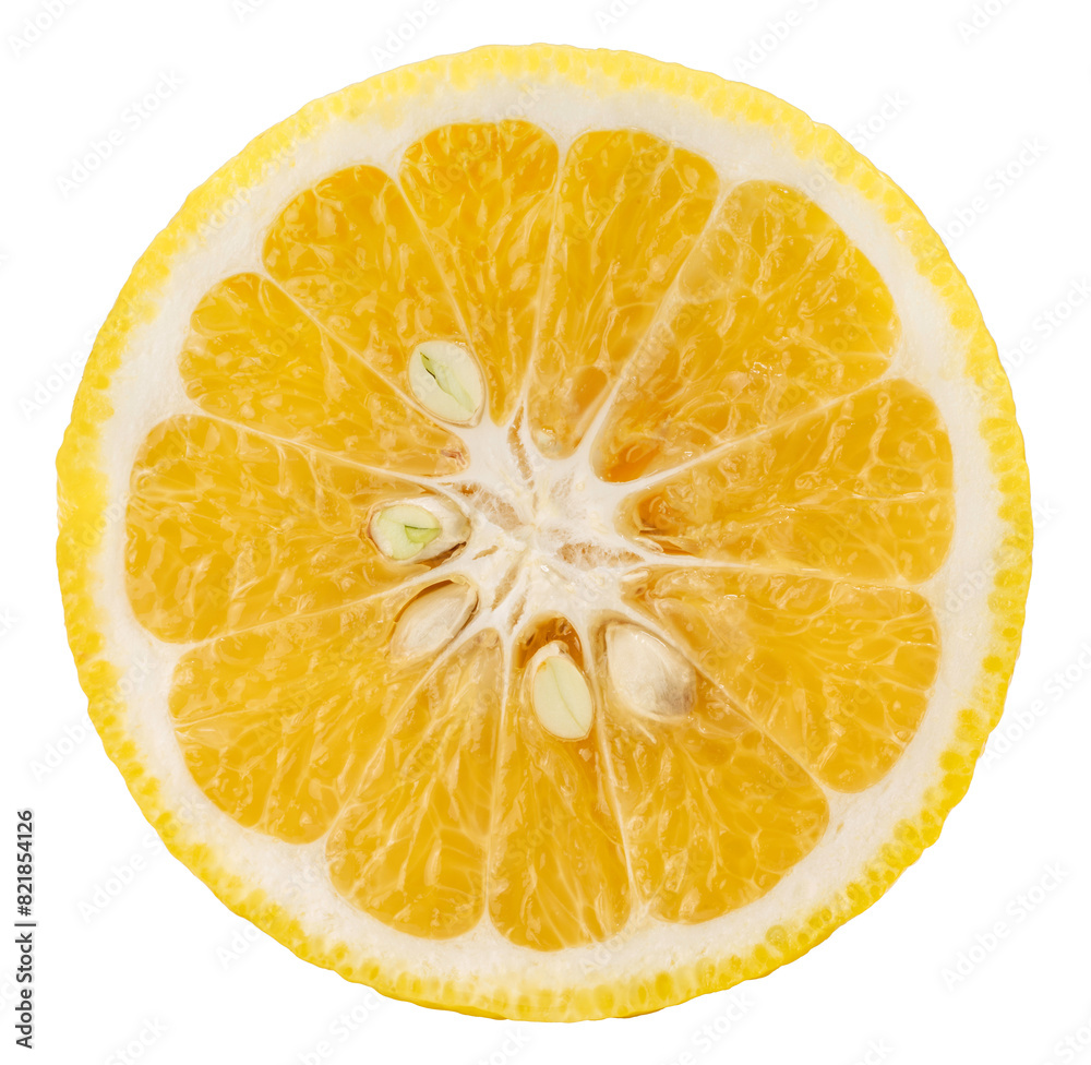 Sweet Yuzu Orange fruit isolated on white background, Kochi Yuzu orange isolated on white background PNG File.
