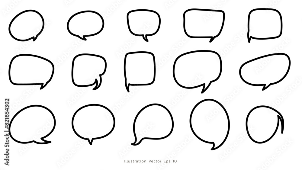Fototapeta premium Speech Bubble hand drawn line style ,Hand drawn design elements , Flat Modern design, isolated on white background, illustration vector EPS 10