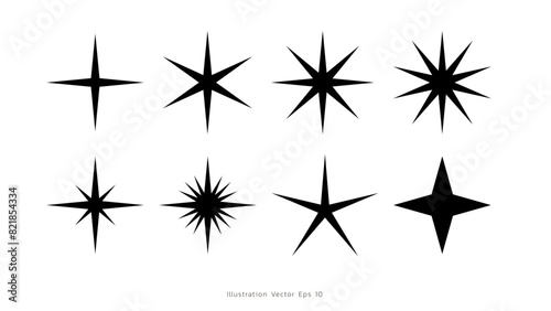 shining star line art style   Hand drawn design elements   Flat Modern design  isolated on white background  illustration vector EPS 10
