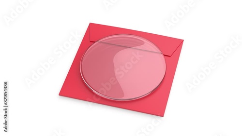 Uncut lens for eyeglasses with red paper protective case photo