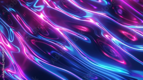 Colorful Neon Light Waves with Flowing Pink and Blue Lines in a Dynamic Abstract Art

