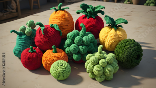 Crocheted fruits and vegetables