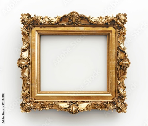 a gold frame with a white background