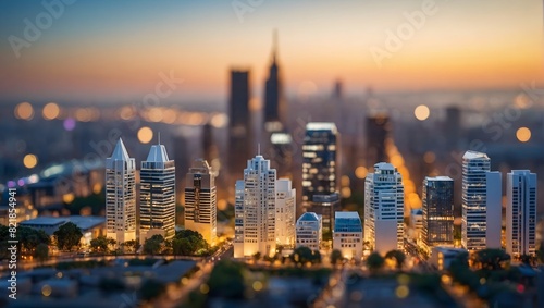 white model of the city on the business table 