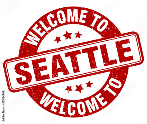 Welcome to Seattle stamp. Seattle round sign