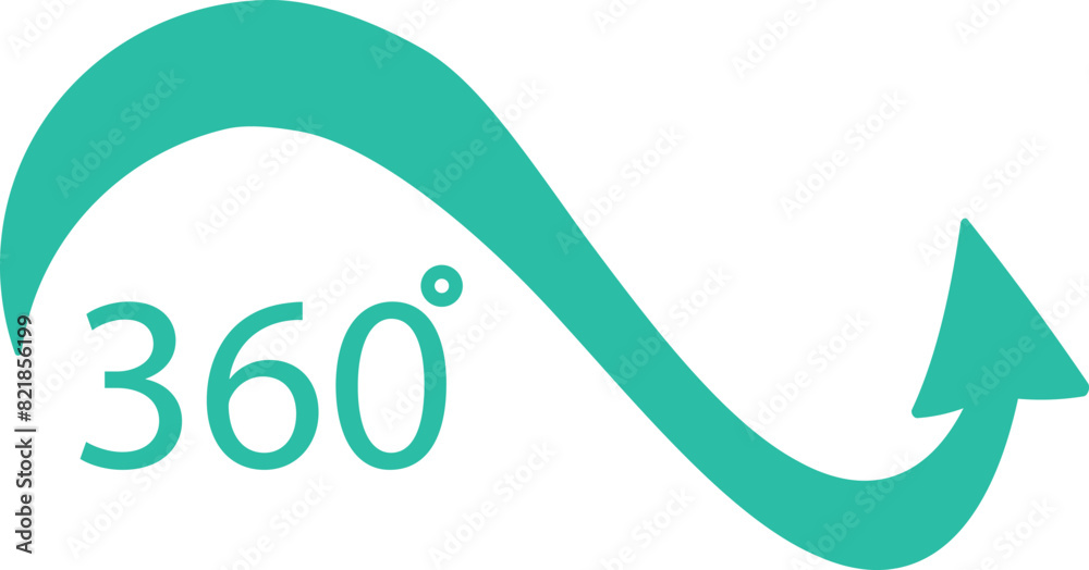 Circular motion 360 degree arrow concept icon with turquoise graphic ...