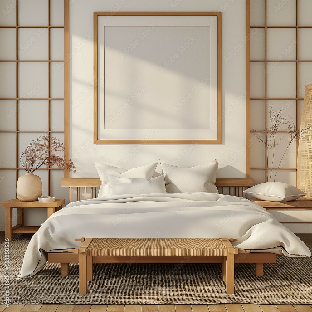 Frame mockup, modern and oriental hanok bedroom home interior Stock ...