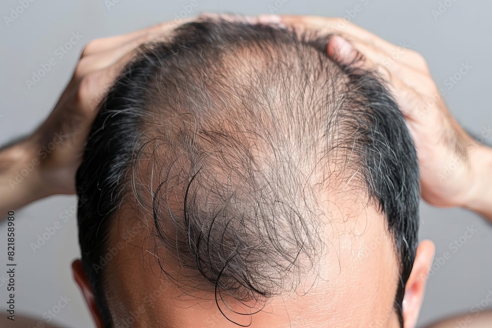 Fototapeta premium man's head with receding hairline, problem of hair loss
