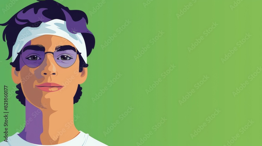 A stylized illustration of a smiling young man in a white shirt, with a blue background. A stylized illustration of a smiling young man in a white shirt, with a blue background.