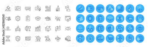 Dish plate, Download photo and 5g wifi line icons pack. Id card, Certificate, Vitamin u web icon. Shield, Grocery basket, Inspect pictogram. Wallet, Whiskey glass, Shopping cart. Vector