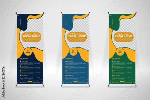 Hand drawn cleaning service awesome x banner stands design template