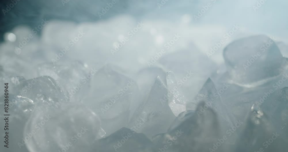 Fog dances atop the ice cubes Fog dances atop the ice cubes