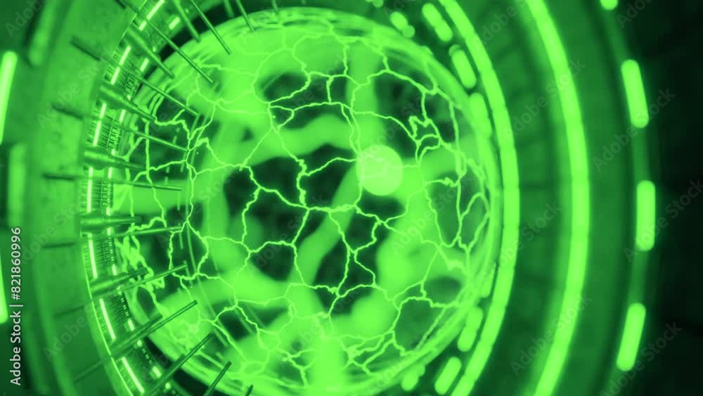 4K Animation Loop Futuristic Sci Fi abstract background VJ Loop green ...