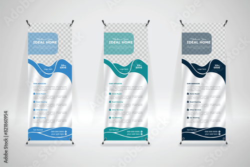 Hand drawn cleaning service awesome x banner stands design template