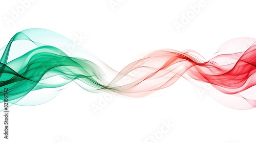 red and green waves on white background.