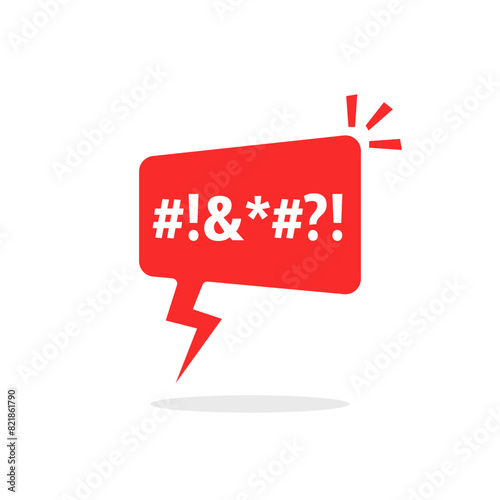 red curse speech bubble or bad word icon