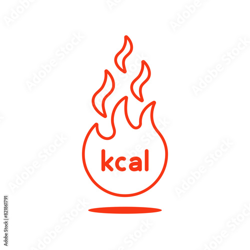 red thin line flame like burning calories icon