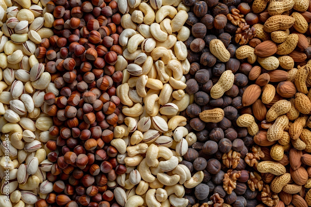Different nuts background. Close up, top view, flat lay. Walnut, pistachios, almonds, hazelnuts and cashews. Different nuts background. Close up, top view, flat lay. Walnut, pistachios, almonds, hazelnuts and cashews.
