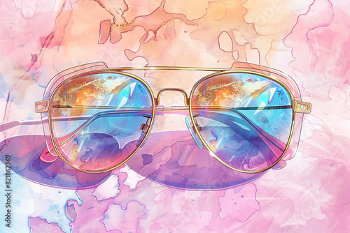 Sunglasses A travel staple for sunny destinations  handdrawn illustration  dreamy background 