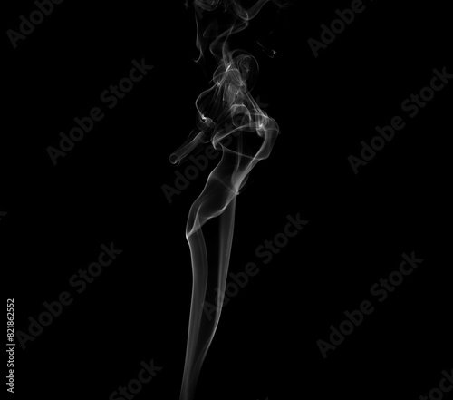 Collection of animated white smoke on black background. Smoke clouds. Isolated abstract lines.