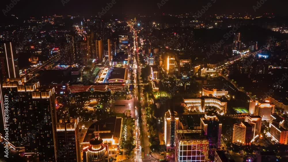 Bird's view Of Busy Street In Manhattan Business Skyscrapers New York City Skyline At Night, high Angle Drone Shot Bird's view Of Busy Street In Manhattan Business Skyscrapers New York City Skyline At Night, high Angle Drone Shot