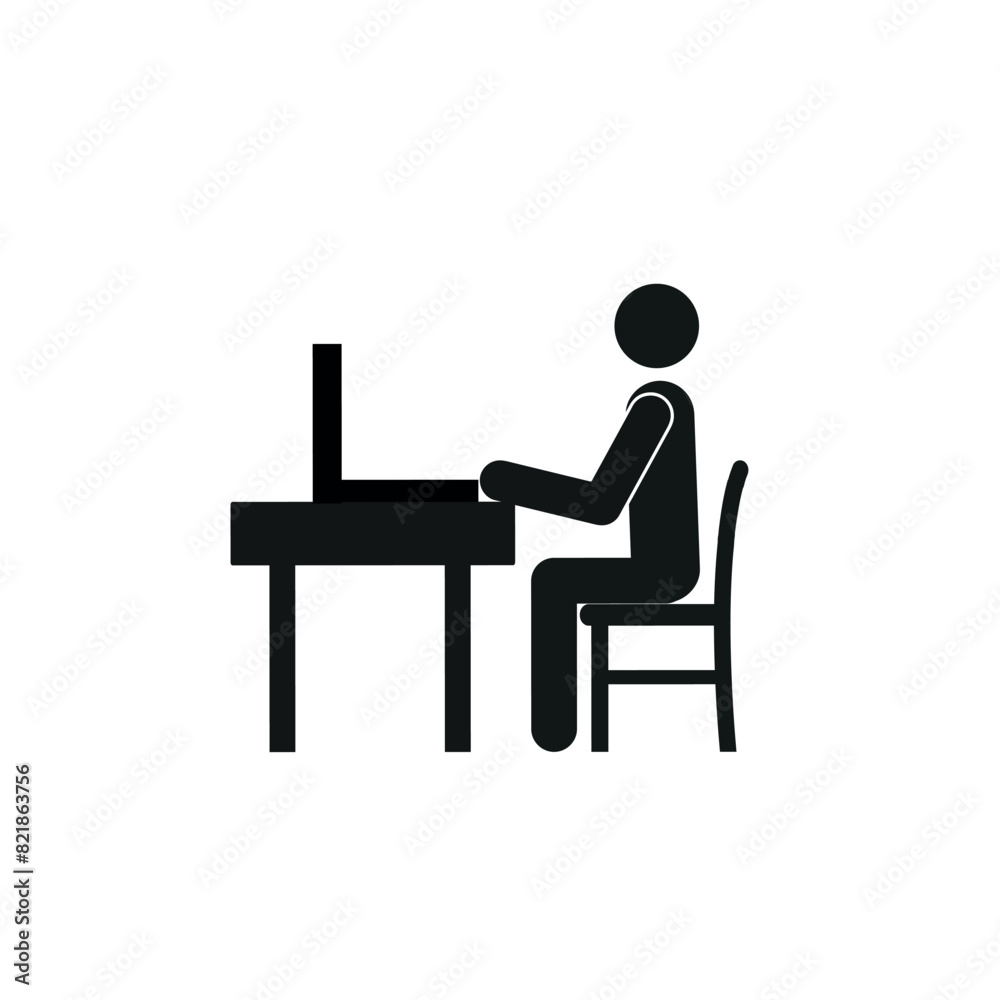 a person working on a laptop, remote work, online conference, training, a pictogram of a human figure isolated on a white background a person working on a laptop, remote work, online conference, training, a pictogram of a human figure isolated on a white background