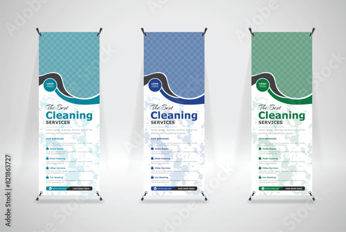 Hand drawn cleaning service awesome x banner stands design template