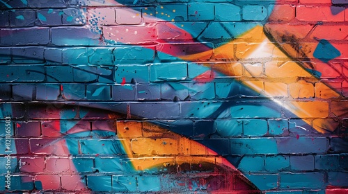 Street art comes to life with this spray paint masterpiece on a brick wall. The rich hues and imaginative motifs reflect thecreativity and the dynamic spirit of urban culture.