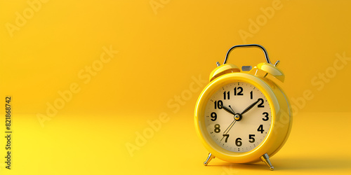 A yellow alarm clock on a yellow background