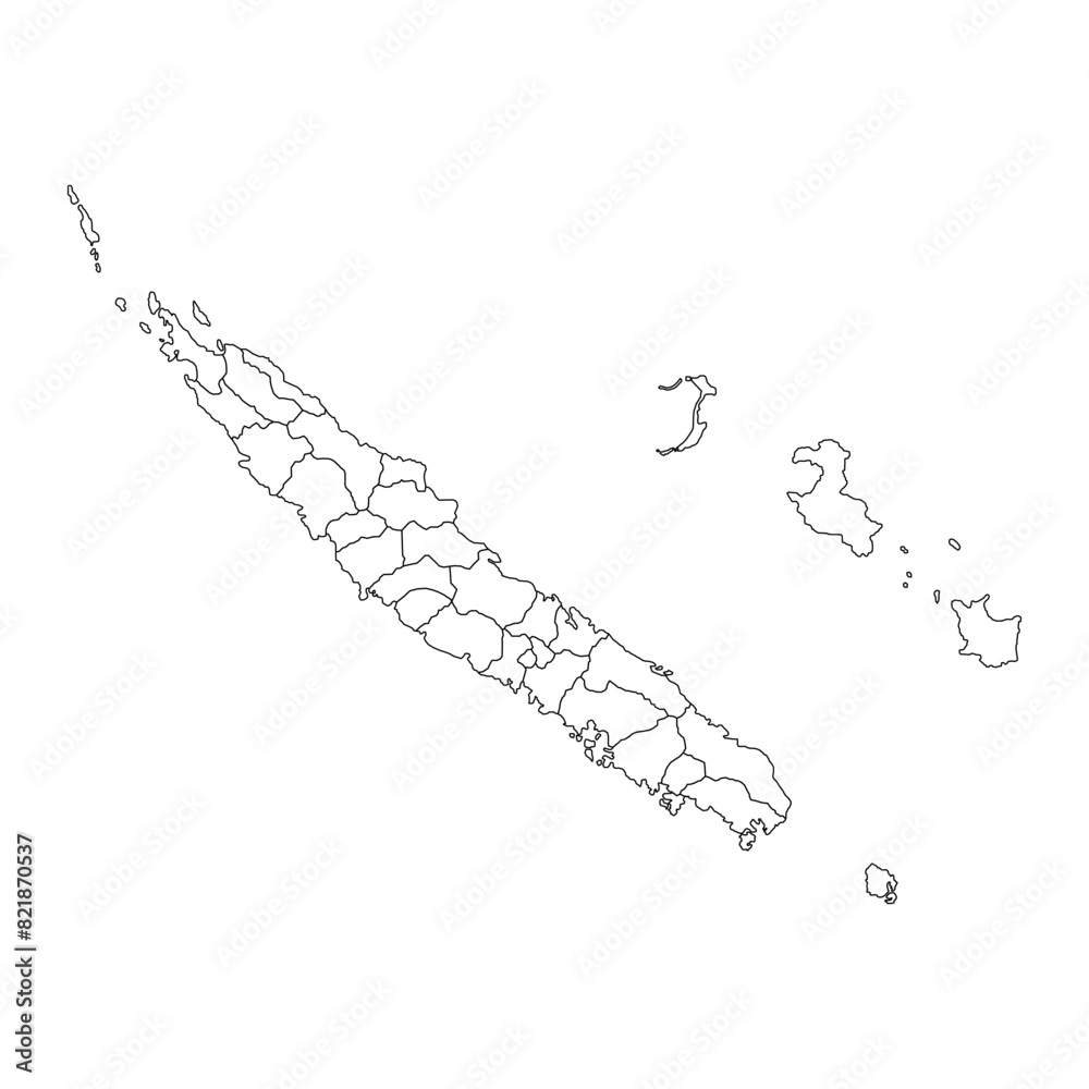 New Caledonia map with administrative divisions. Vector illustration. New Caledonia map with administrative divisions. Vector illustration.