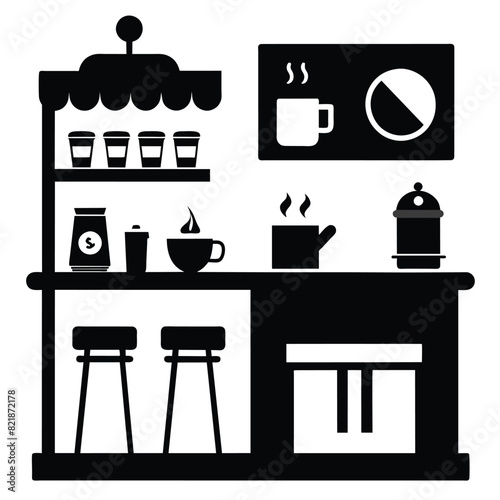 Coffee shop bar counter vector icon on white background