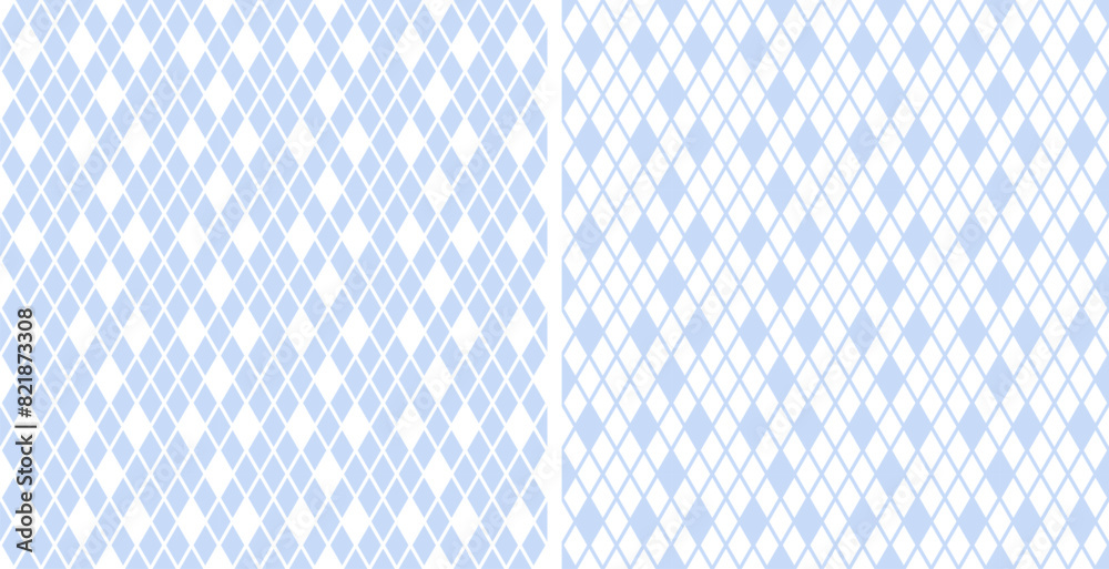 Set of Seamless Geometric Light Blue Diamonds Patterns. Set of Seamless Geometric Light Blue Diamonds Patterns.