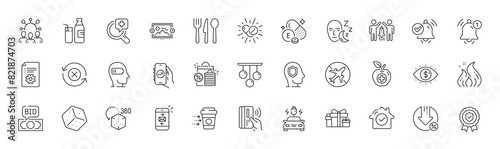 Reminder, Psychology and Contactless payment line icons. Pack of Augmented reality, Milk, Fire energy icon. Business vision, Medical analyzes, Mail pictogram. Sleep, Loan percent. Line icons. Vector