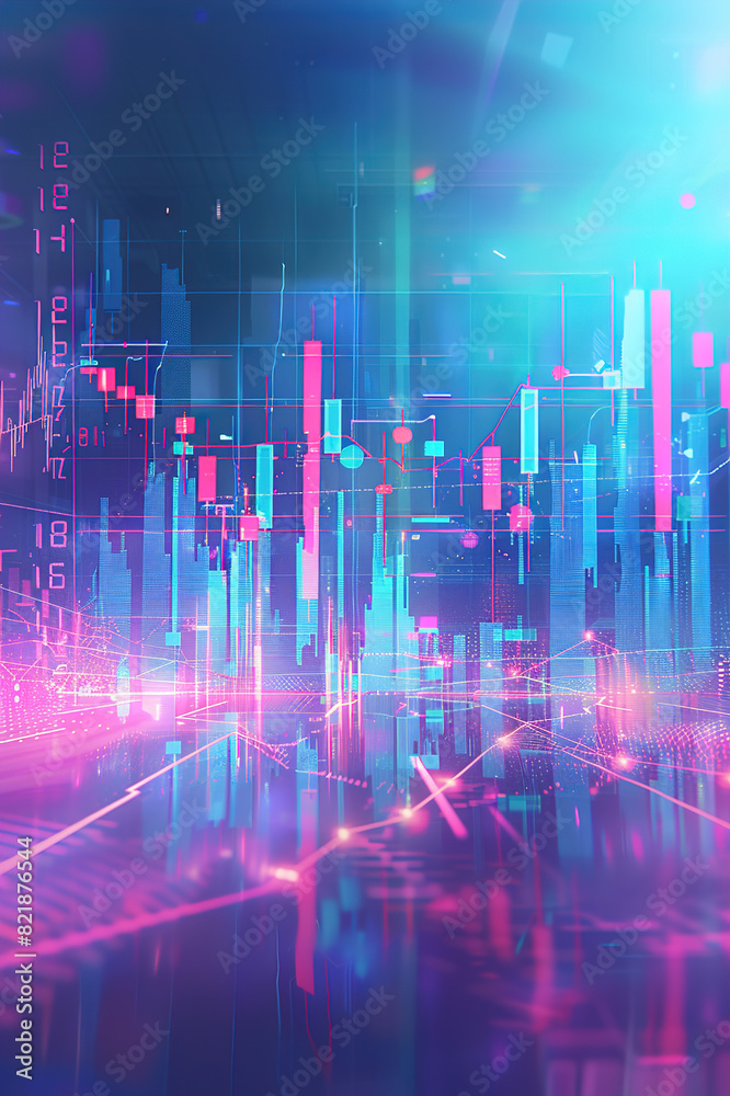Graph, chart and hologram of stock market, financial management and investment profit tracking. Graph, chart and hologram of stock market, financial management and investment profit tracking.