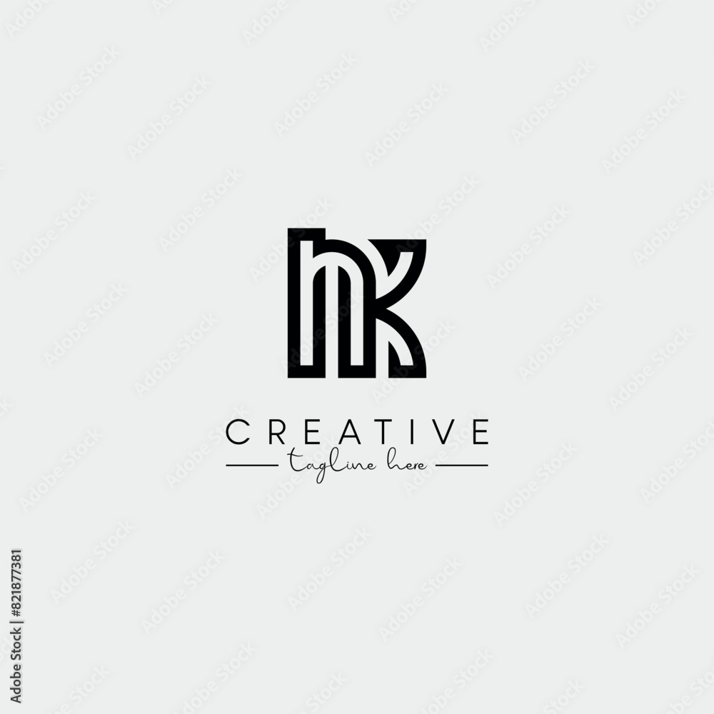 Abstract Minimal Letter NK KN Initial Based Stylish Monogram Logo Design Vector. Abstract Minimal Letter NK KN Initial Based Stylish Monogram Logo Design Vector.
