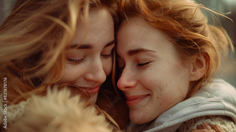 Joyous Reunion of Cherished Friends Sharing Heartfelt Embrace Joyous Reunion of Cherished Friends Sharing Heartfelt Embrace