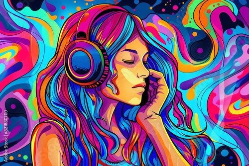 a woman with headphones on