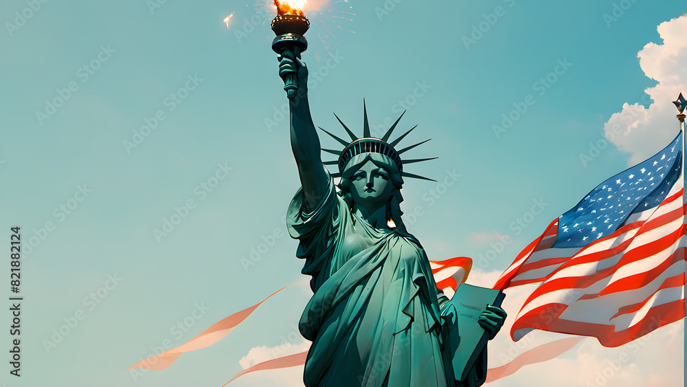 Obraz premium Fourth of July aesthetic background, fourth of july wallpaper, independence day wallpaper, ai generated