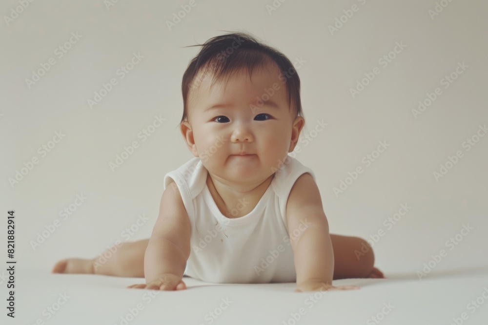 Adorable Baby Boy Smiling in Studio Setting - Infant Portrait Adorable Baby Boy Smiling in Studio Setting - Infant Portrait