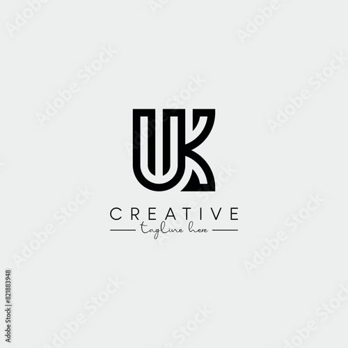 Abstract Stylish letter UK KU Logo Design Template. Modern And Creative Letter Logo.