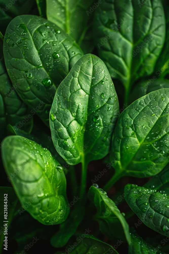 Freshly bolting in spinach. Vegetables gardening
