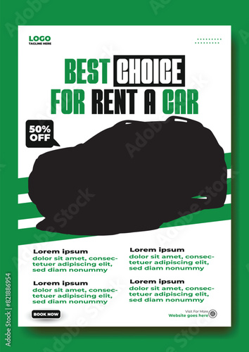 Car rental service ads flyer template design