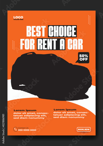 Car rental service ads flyer template design