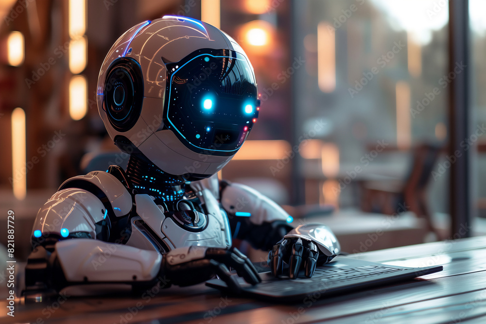 Naklejka premium robot artificial intelligence technology digital working