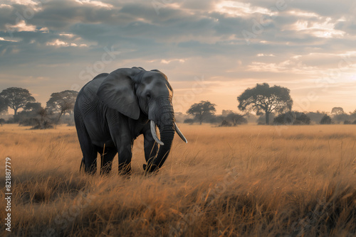 elephant on savannah, nature photography..