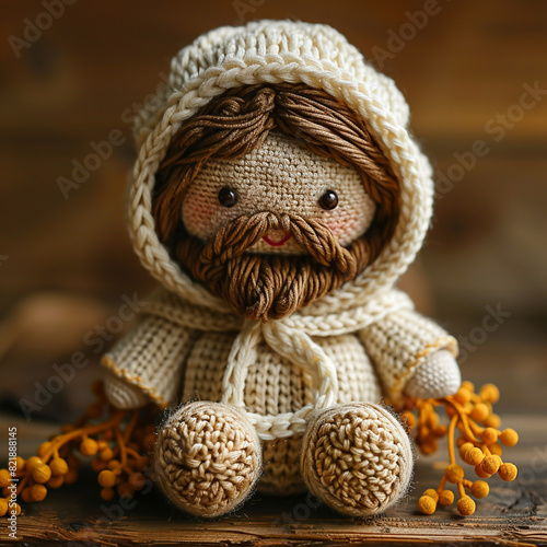 Knitted Jesus Christ. Christian toy