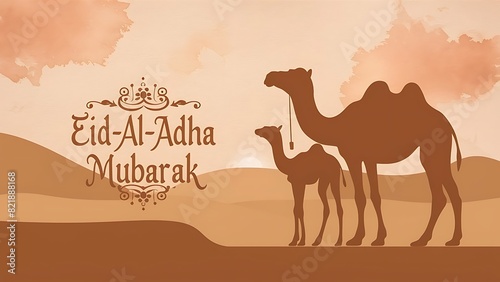 minimalist eid ul adha design eid greetings card islamic muslim celebrations camel desert design