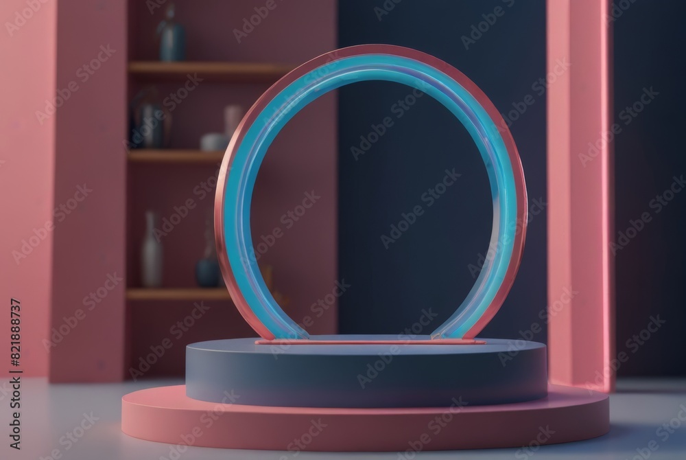 A podium with a modern, abstract design, Futuristic pedestal for product showcase. A podium with a modern, abstract design, Futuristic pedestal for product showcase.