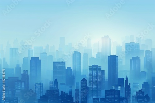 a city skyline with fog